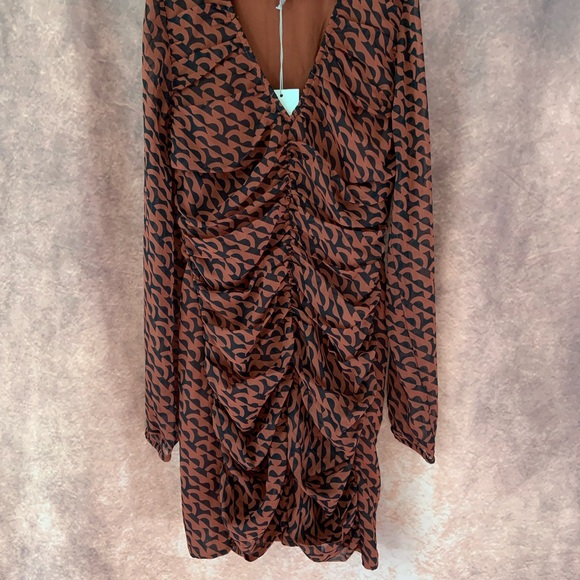 A New Day Brown Women’s BodyconGeometric Print Ruched Dress - Picture 10 of 10